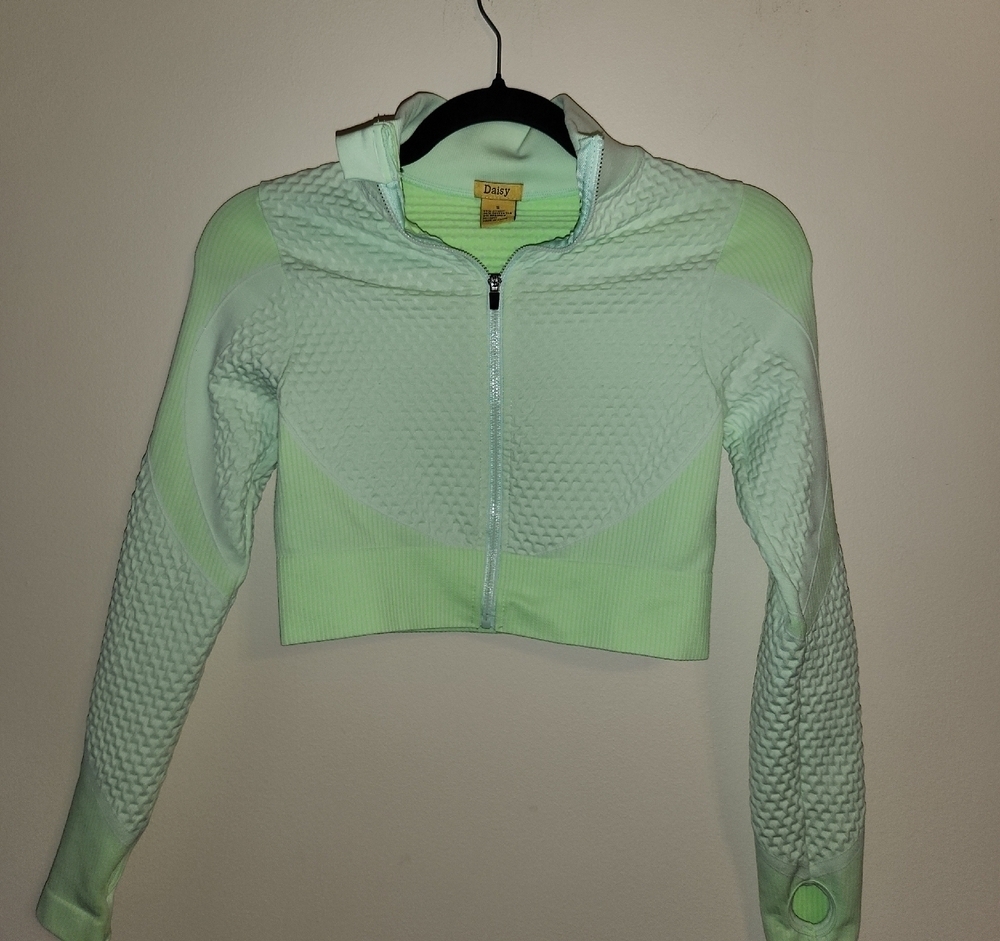 Daisy Seamless Textured Knit Zip Front Track Top Jacket
